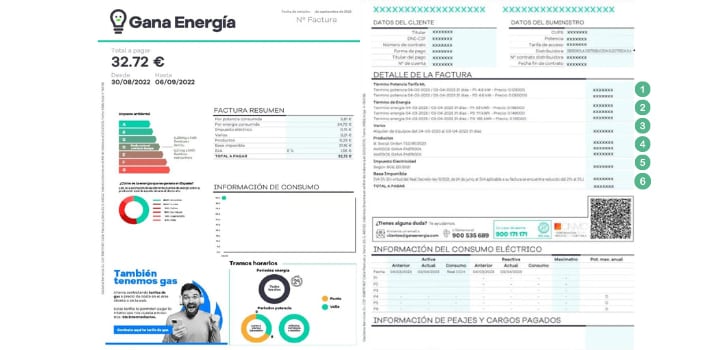 Factura de Gana Energía