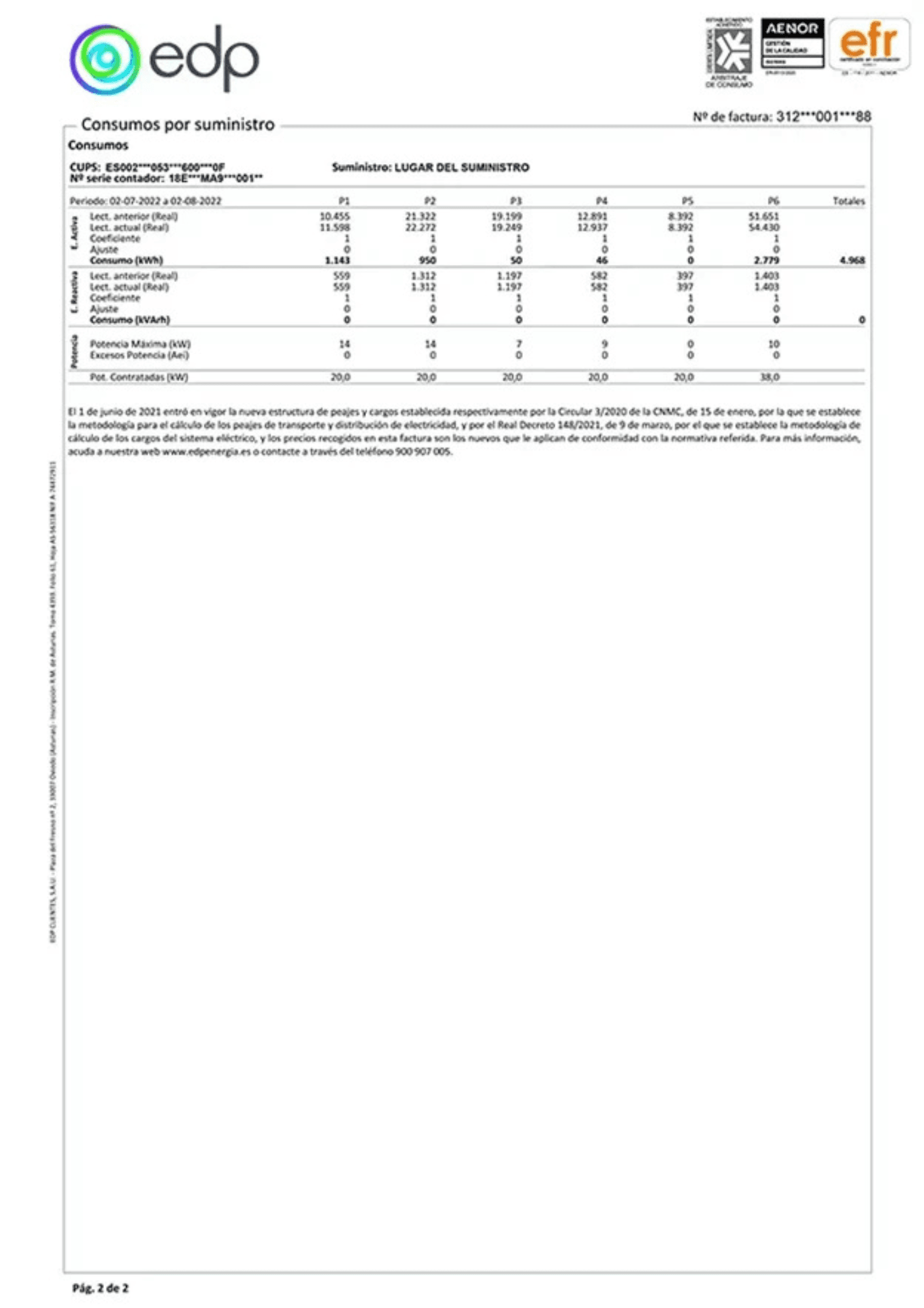 Factura EDP - Página 2